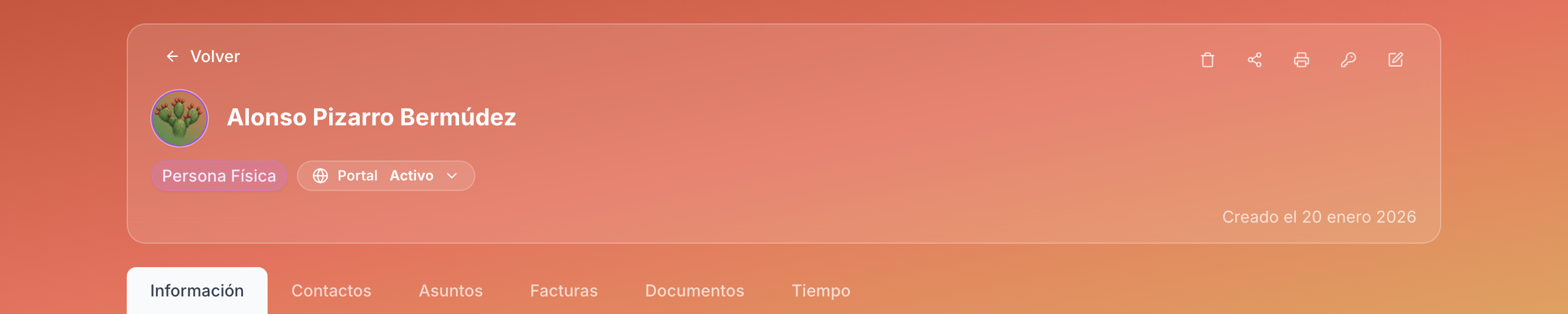 El lector entiende dónde se muestra el estado de acceso al portal dentro del detalle del cliente.